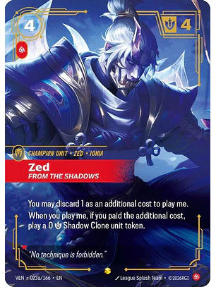 023a/166 (Alternate Art) Zed, From the Shadows