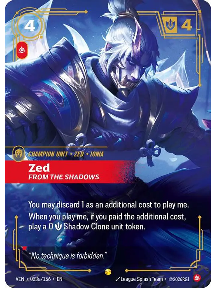 023a/166 (Alternate Art) Zed, From the Shadows 1