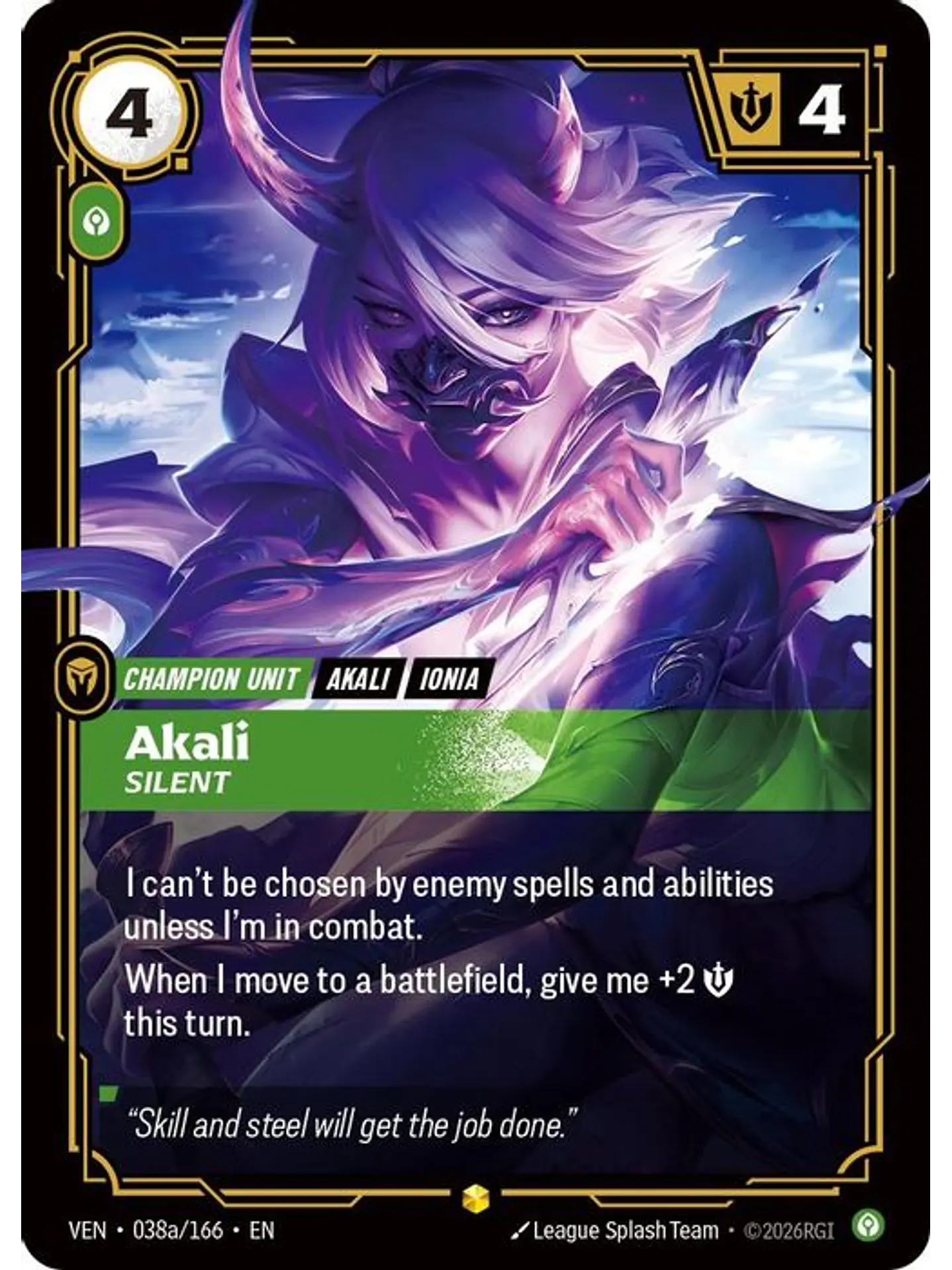 038a/166 (Alternate Art) Akali, Silent 1