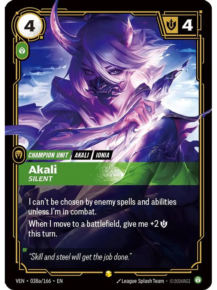 038a/166 (Alternate Art) Akali, Silent 1