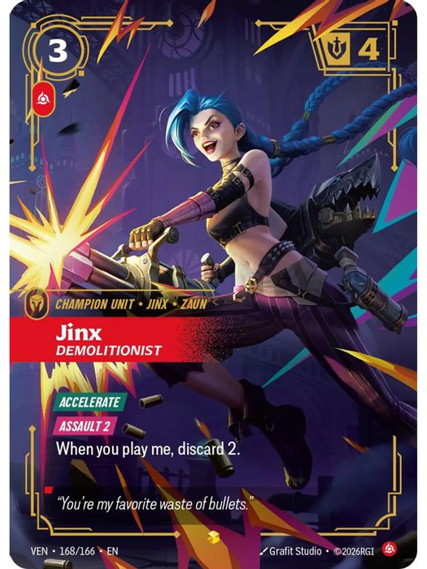 168/166 (Alternate Art) Jinx, Demolitionist (Overnumbered) 1