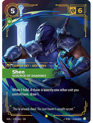 170/166 (Alternate Art) Shen, Scourge of Shadows (Overnumbered)