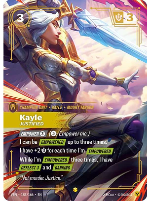 185/166 (Alternate Art) Kayle, Justified (Overnumbered)