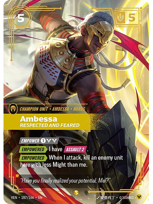 187/166 (Alternate Art) Ambessa, Respected and Feared (Overnumbered)