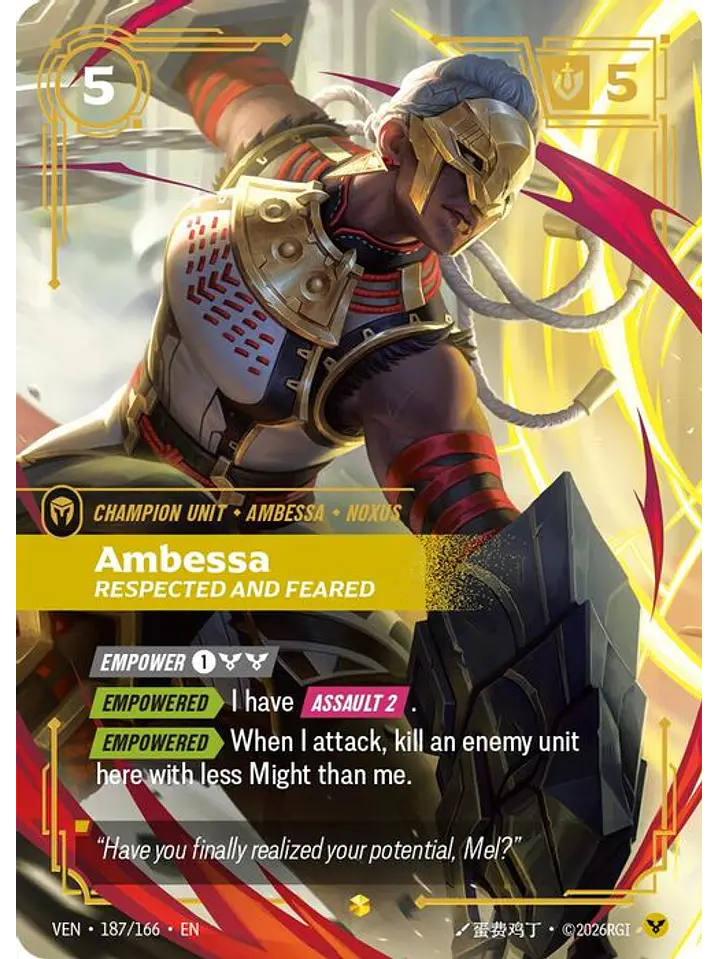 187/166 (Alternate Art) Ambessa, Respected and Feared (Overnumbered) 1