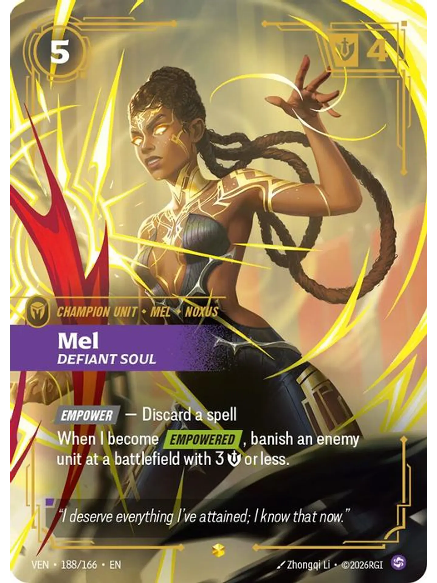 188/166 (Alternate Art) Mel, Defiant Soul (Overnumbered) 1
