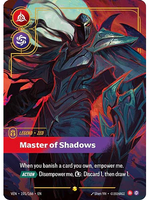 191/166 (Alternate Art) Zed - Master of Shadows (Overnumbered)