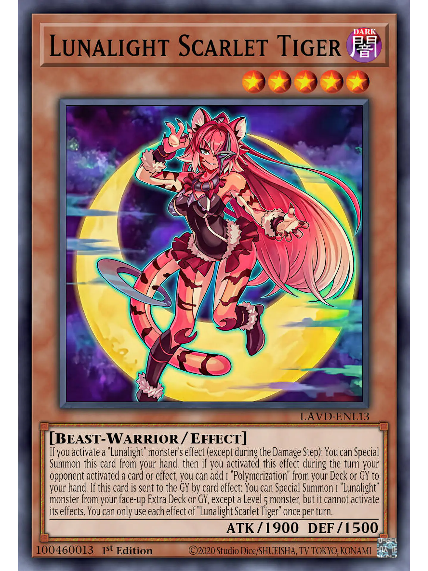 Lunalight Scarlet Tiger - LAVD-ENL13 - Starlight Rare 1st Edition 1
