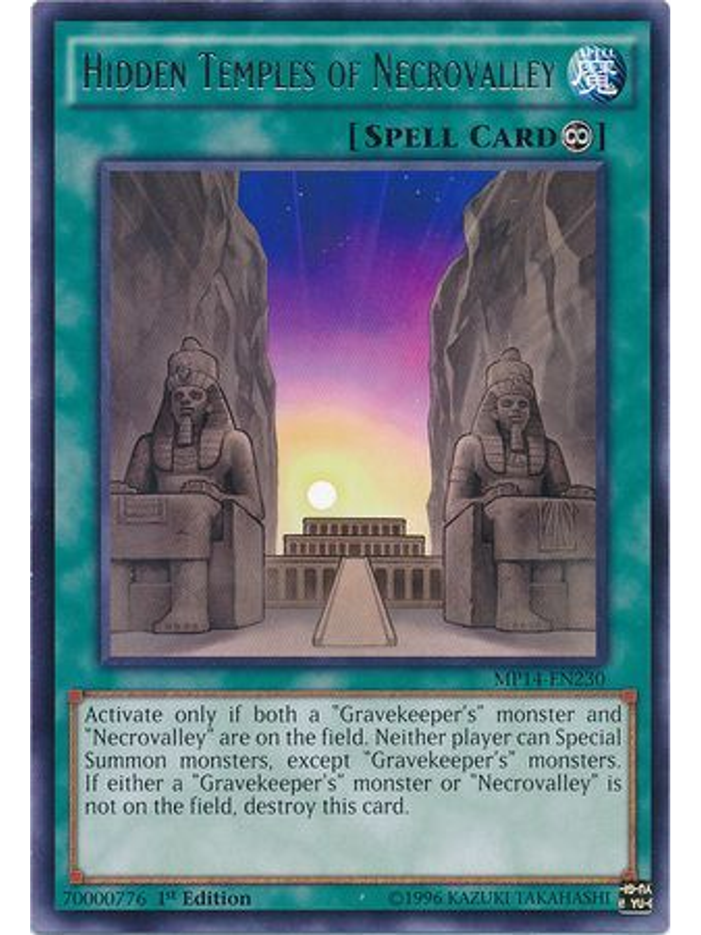 Hidden Temples of Necrovalley - MP14-EN230 - Rare 1st Edition 1