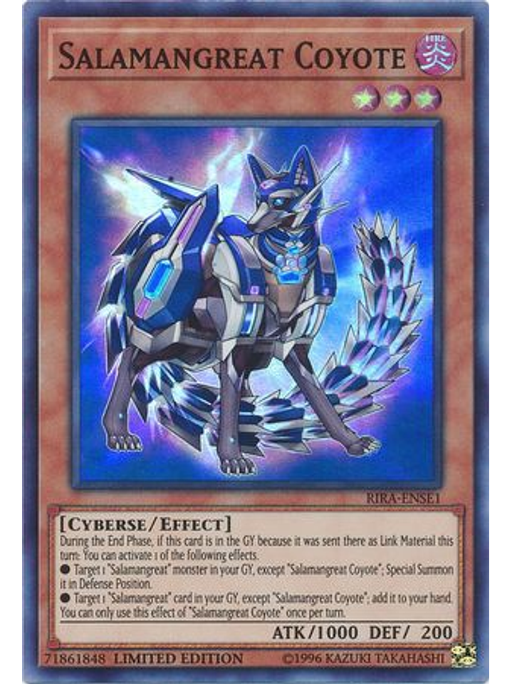 Salamangreat Coyote - RIRA-ENSE1 - Super Rare Limited Edition 1