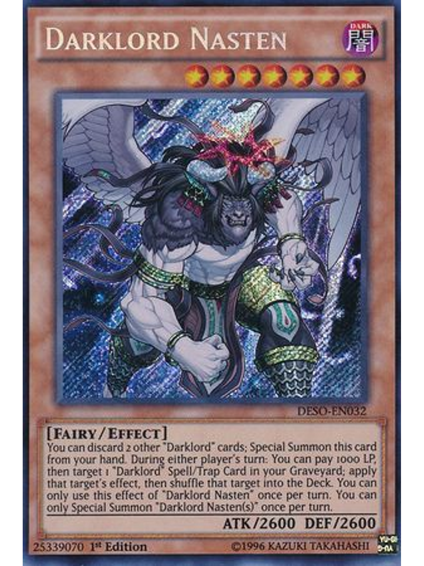 Darklord Nasten - DESO-EN032 - Secret Rare 1st Edition 1