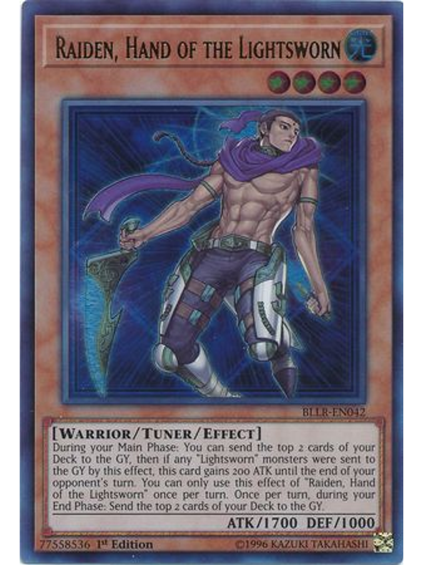 Raiden, Hand of the Lightsworn - BLLR-EN042 - Ultra Rare 1st Edition 1