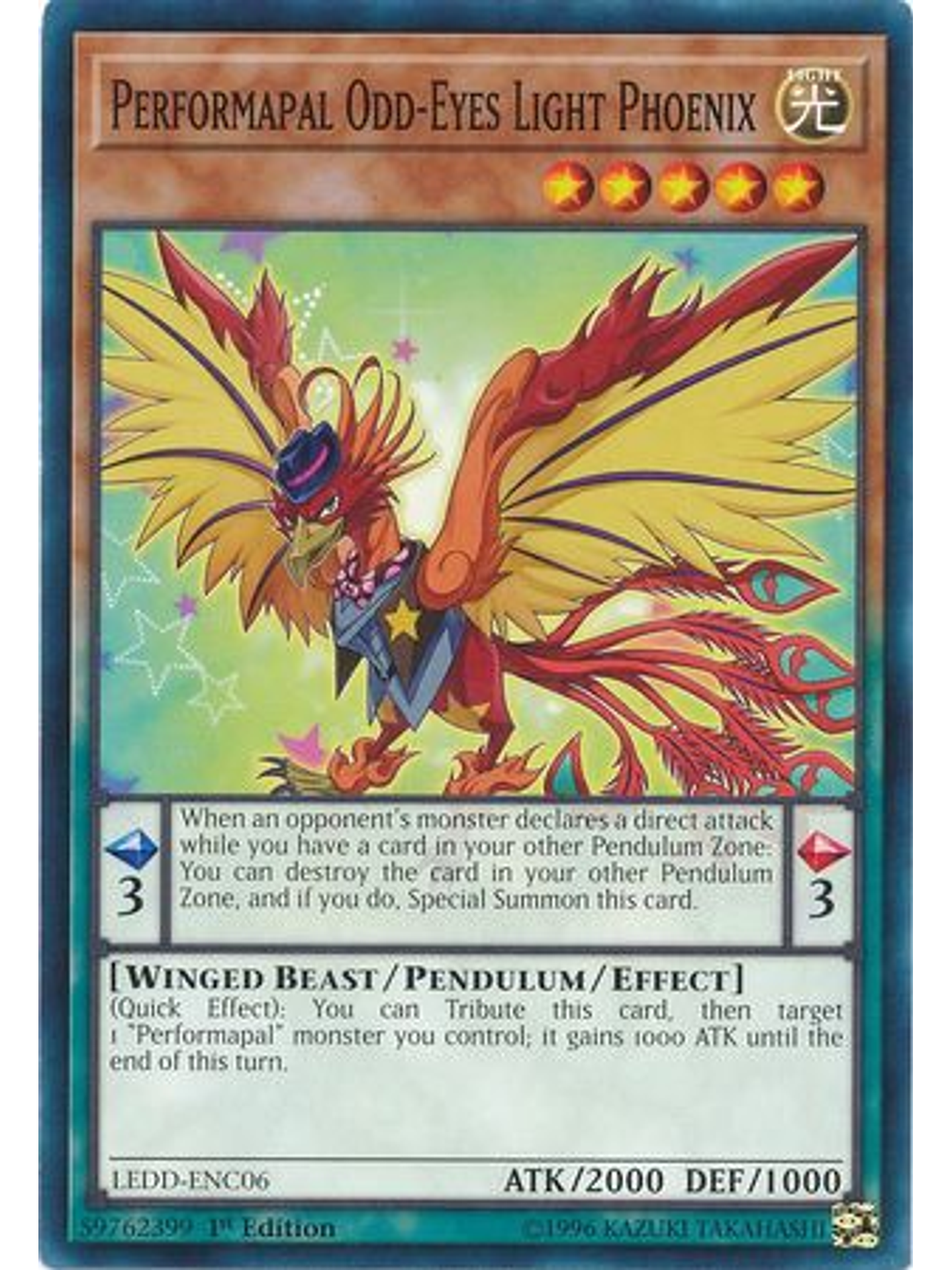 Performapal Odd-Eyes Light Phoenix - LEDD-ENC06 - Common 1st Edition 1