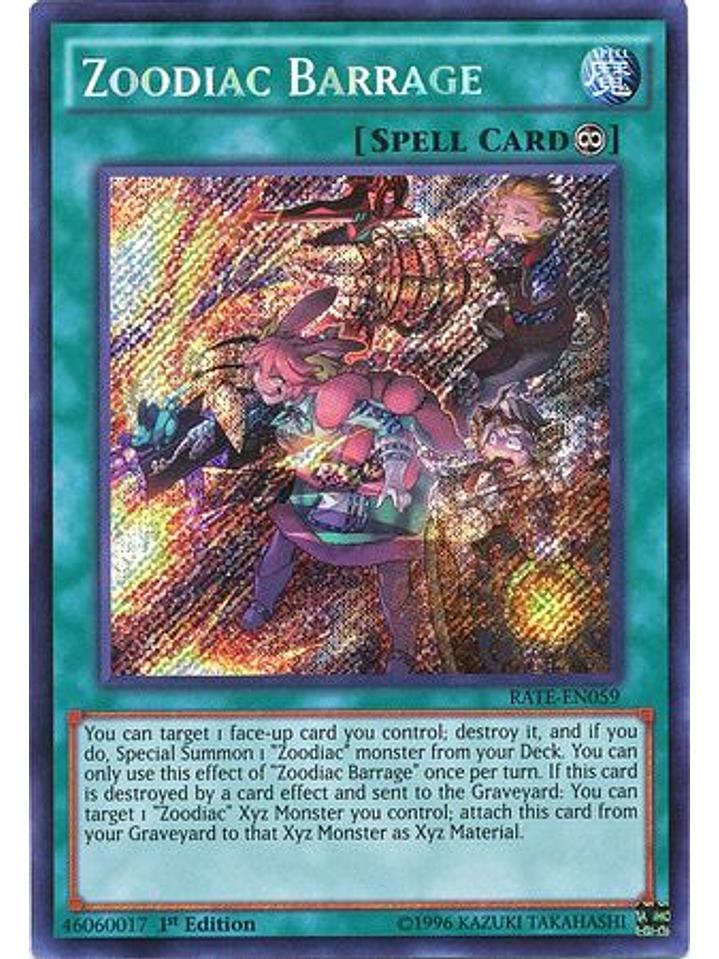 Zoodiac Barrage - RATE-EN059 - Secret Rare 1st Edition 1