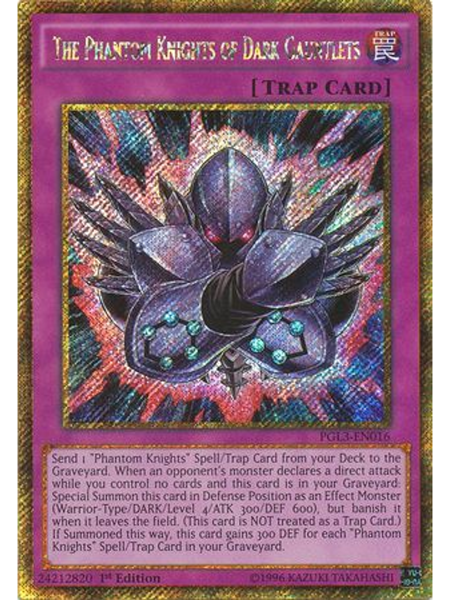 The Phantom Knights of Dark Gauntlets - PGL3-EN016 - Gold Secret Rare 1st Edition 1