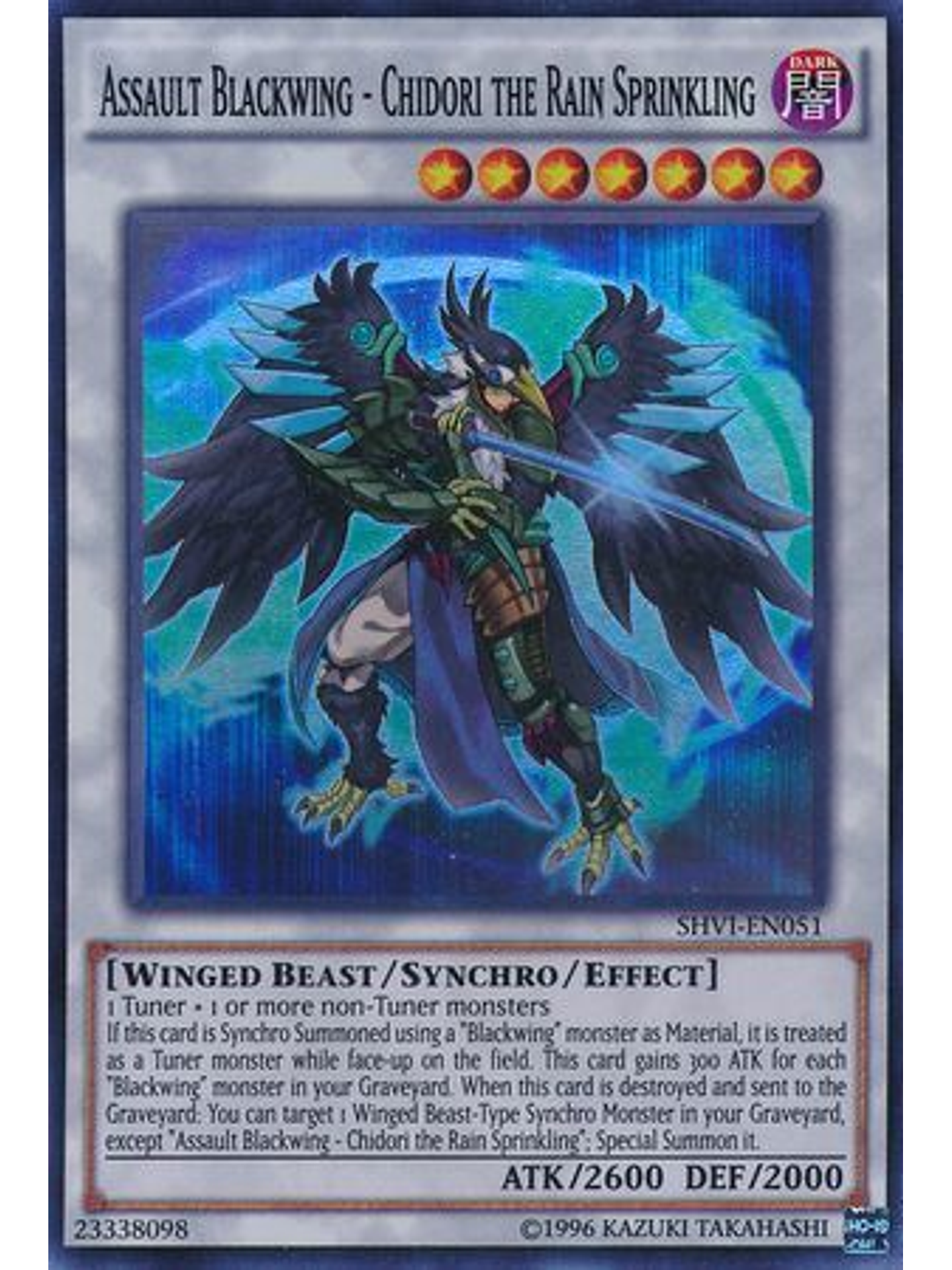 Assault Blackwing - Chidori the Rain Sprinkling - SHVI-EN051 - Super Rare Unlimited 1