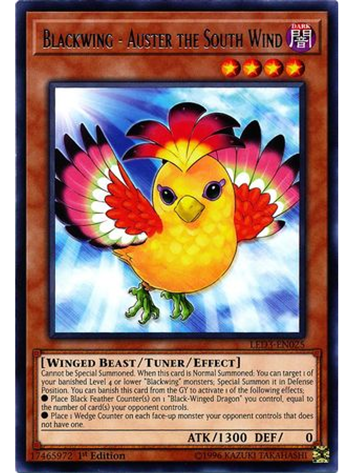 Blackwing - Auster the South Wind - LED3-EN025 - Rare 1st Edition 1