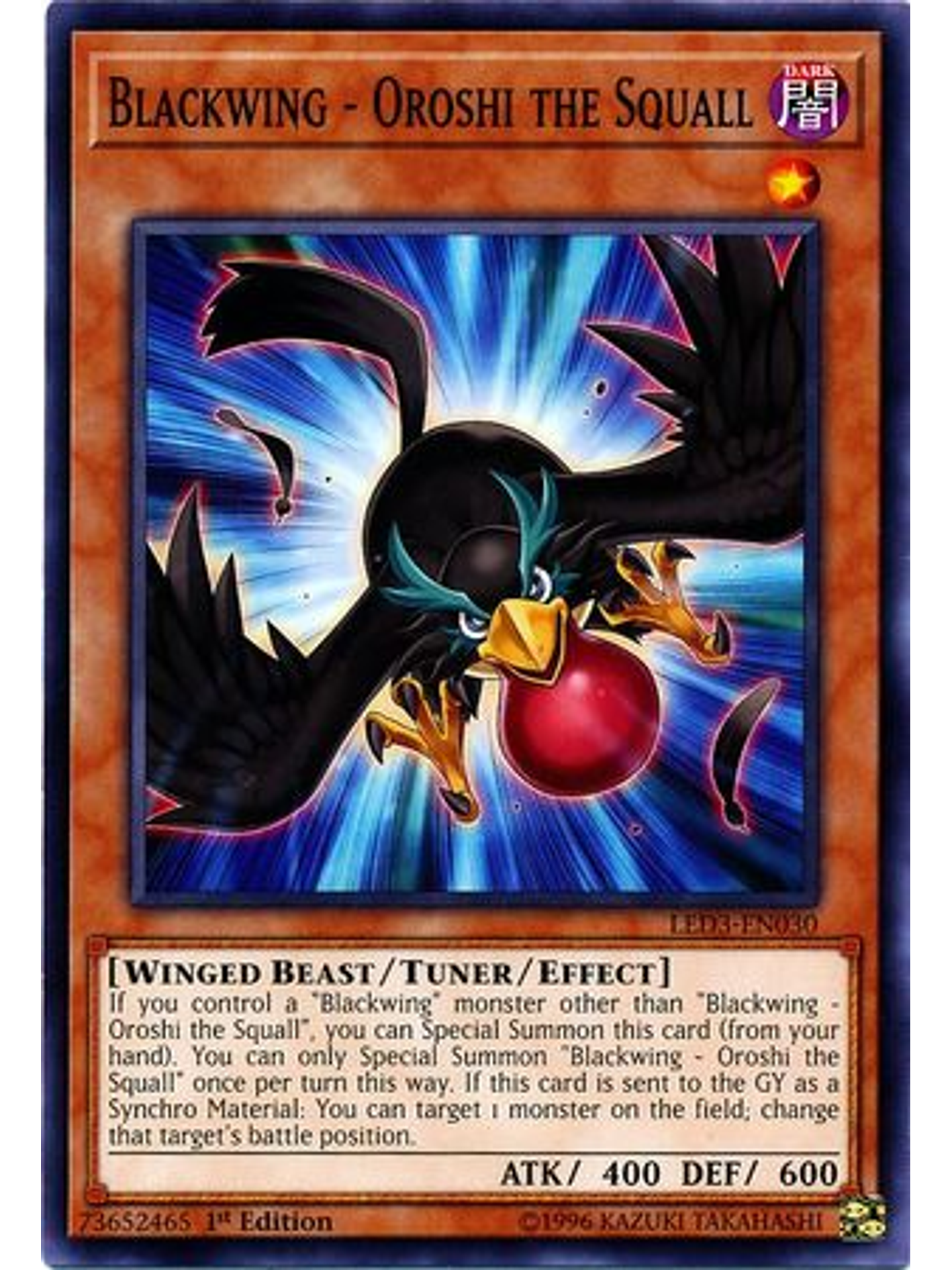 Blackwing - Oroshi the Squall - LED3-EN030 - Common 1st Edition 1