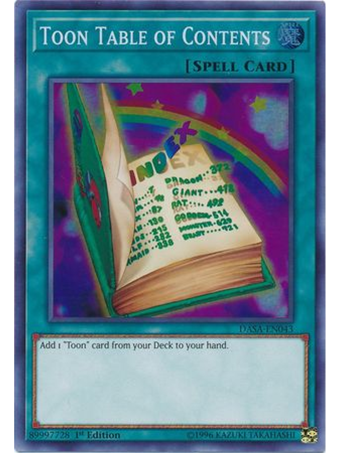 Toon Table of Contents - DASA-EN043 - Super Rare 1st Edition 1