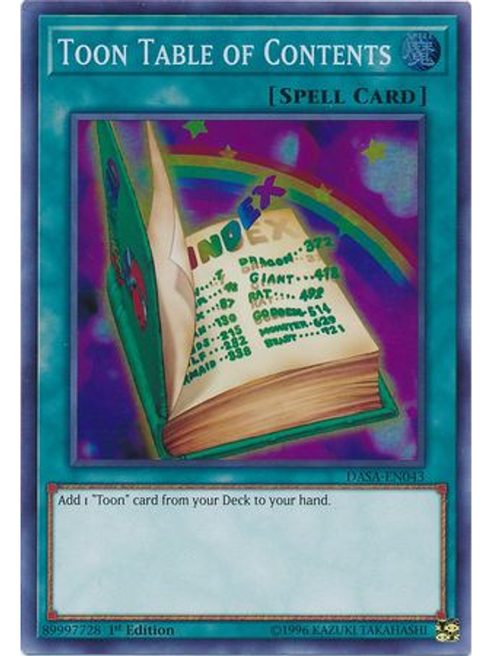 Toon Table of Contents - DASA-EN043 - Super Rare 1st Edition 1