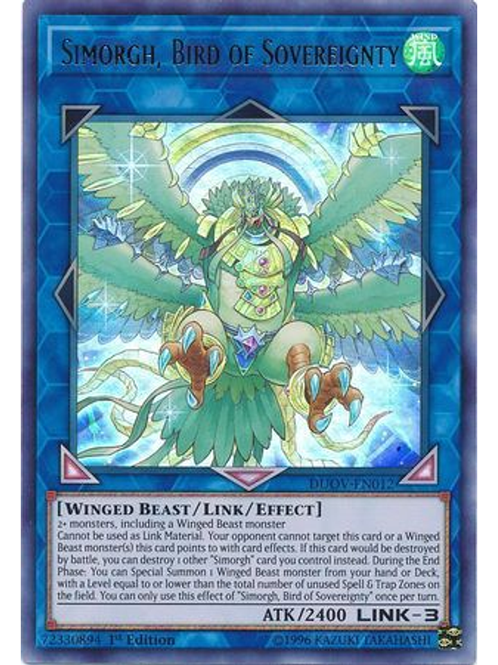 Simorgh, Bird of Sovereignty - DUOV-EN012 - Ultra Rare 1st Edition 1