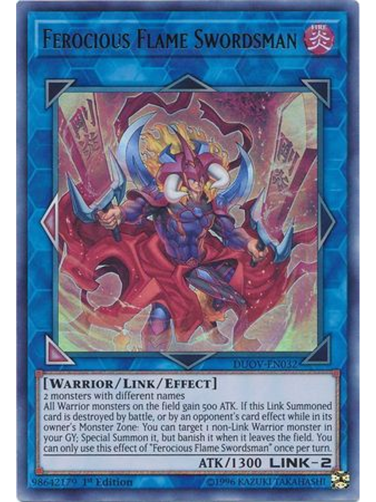 Ferocious Flame Swordsman - DUOV-EN032 - Ultra Rare 1st Edition 1