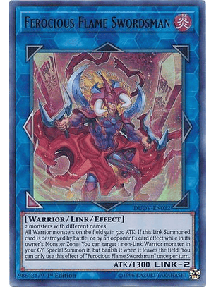 Ferocious Flame Swordsman - DUOV-EN032 - Ultra Rare 1st Edition