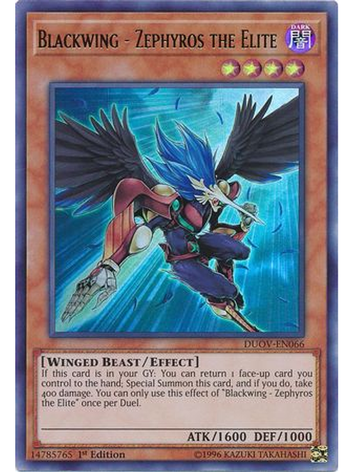 Blackwing - Zephyros the Elite - DUOV-EN066 - Ultra Rare 1st Edition 1