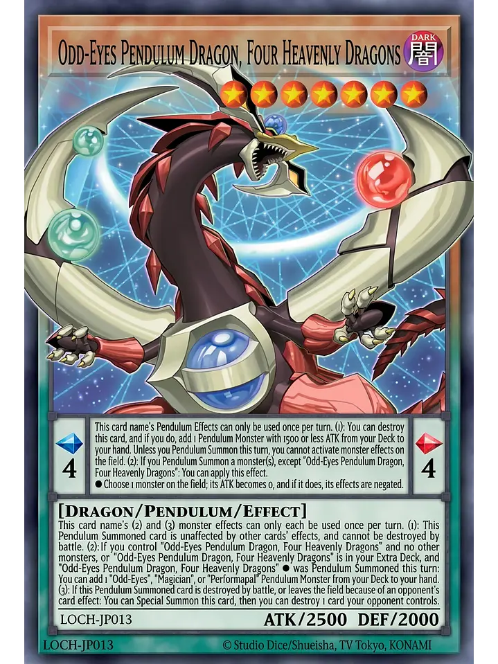 Odd-Eyes Pendulum Dragon, Four Heavenly Dragons (extended art) - MAMO-EN013 - Starlight Rare 1st Edition 1