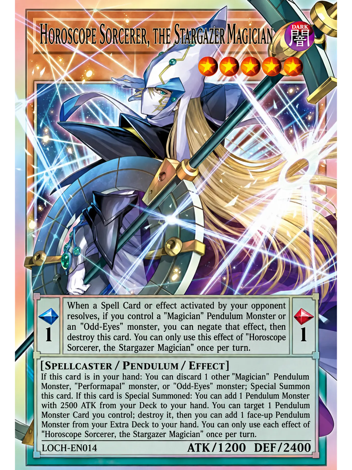 Horoscope Sorcerer, the Stargazer Magician (extended art) - MAMO-EN014 - Grand Master Rare 1st Edition 1