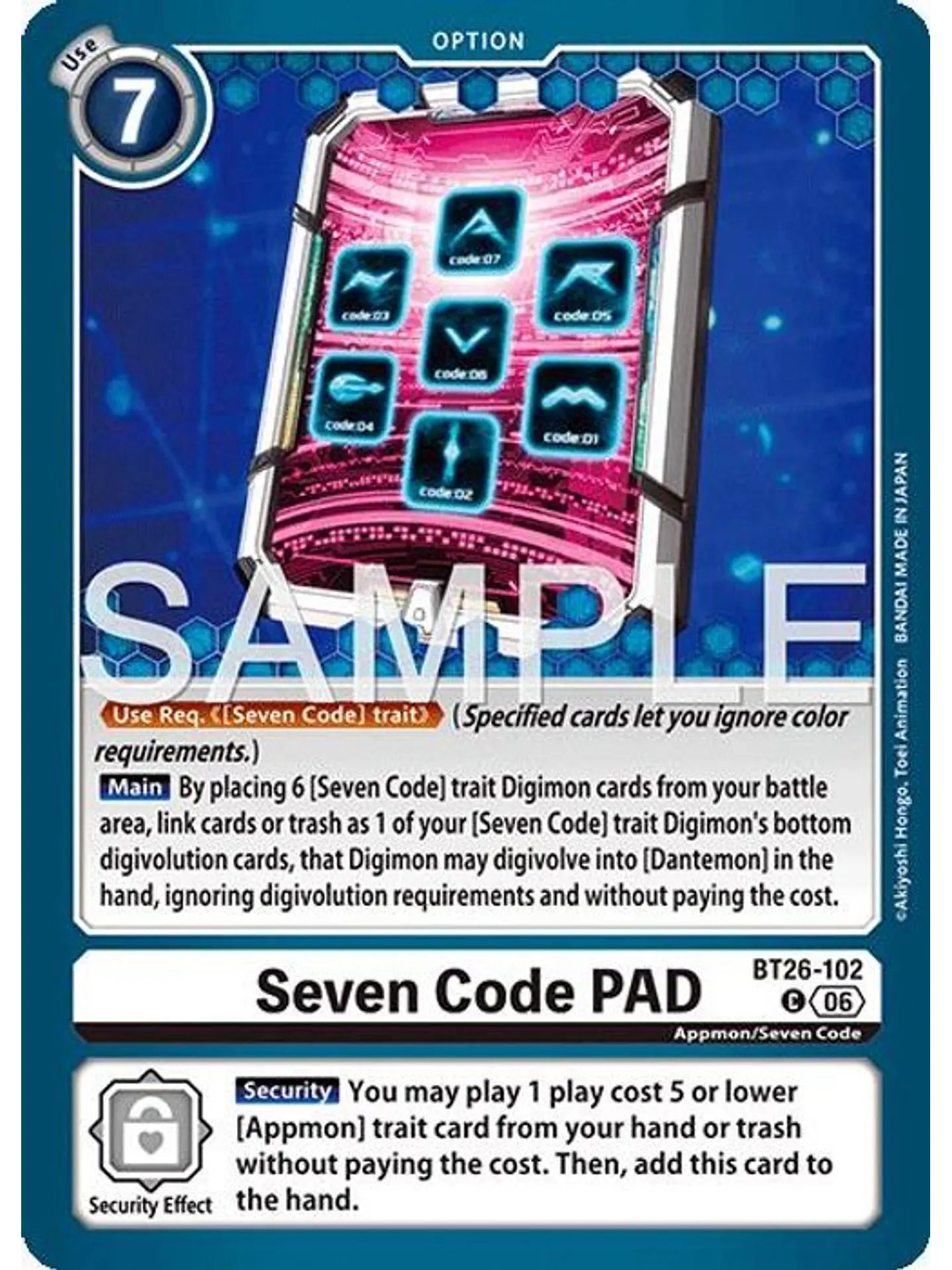 BT26-102 C Seven Code PAD 1