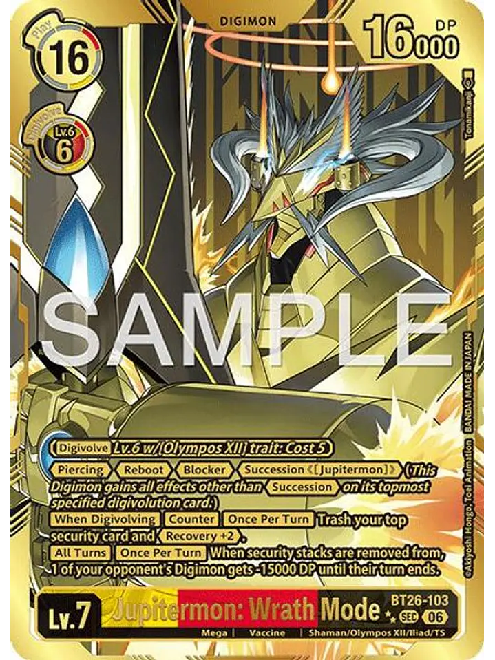 BT26-103 (Rare Pull) Jupitermon: Wrath Mode 1