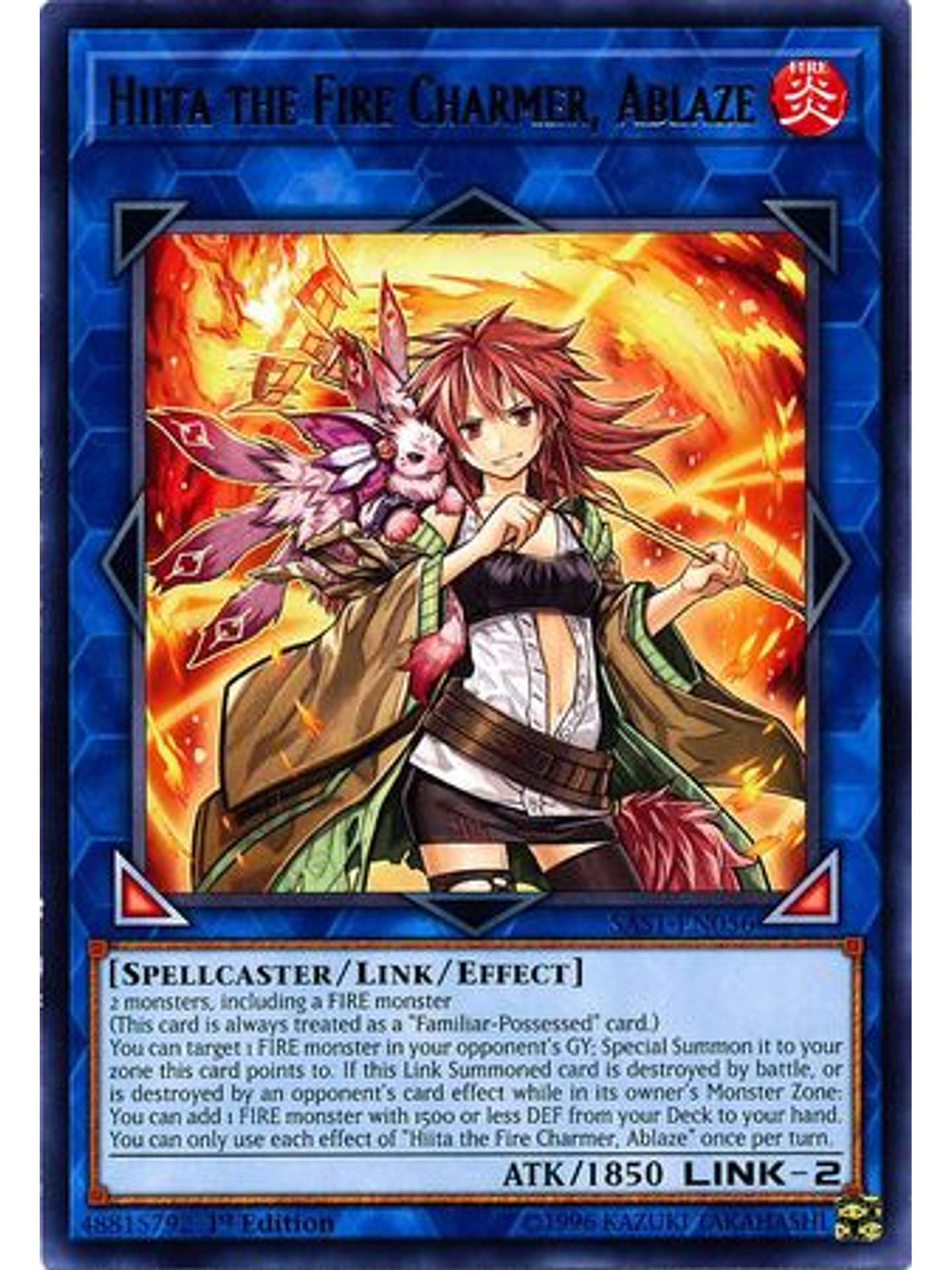 Hiita The Fire Charmer, Ablaze - Sast-en056 - Rare 1st Edition 1