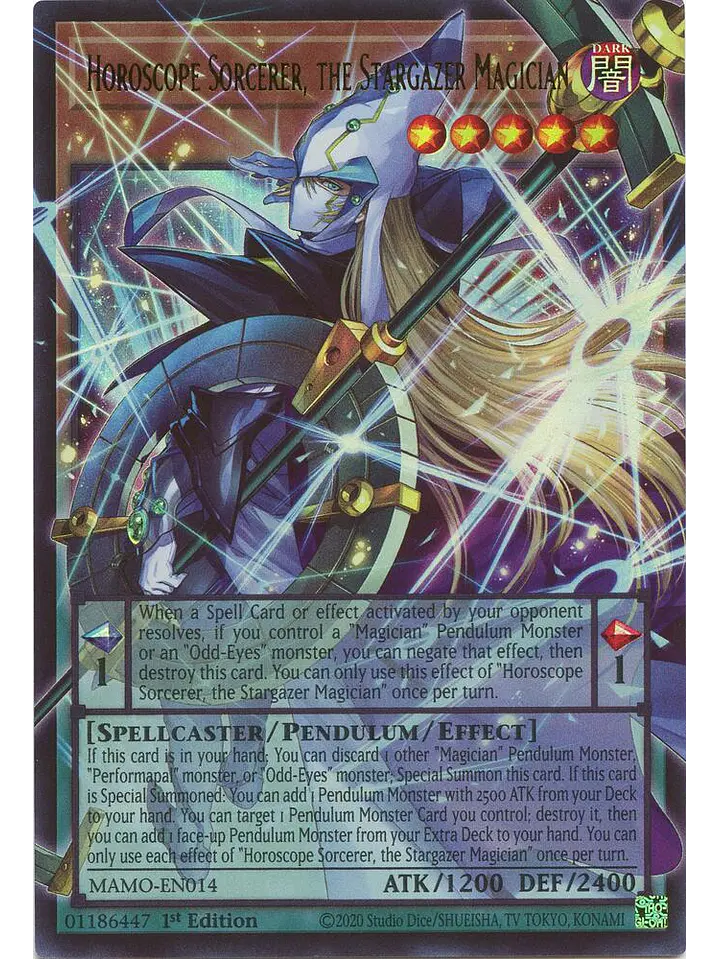 Horoscope Sorcerer, the Stargazer Magician (extended art) - MAMO-EN014 - Ultra Rare 1st Edition 1