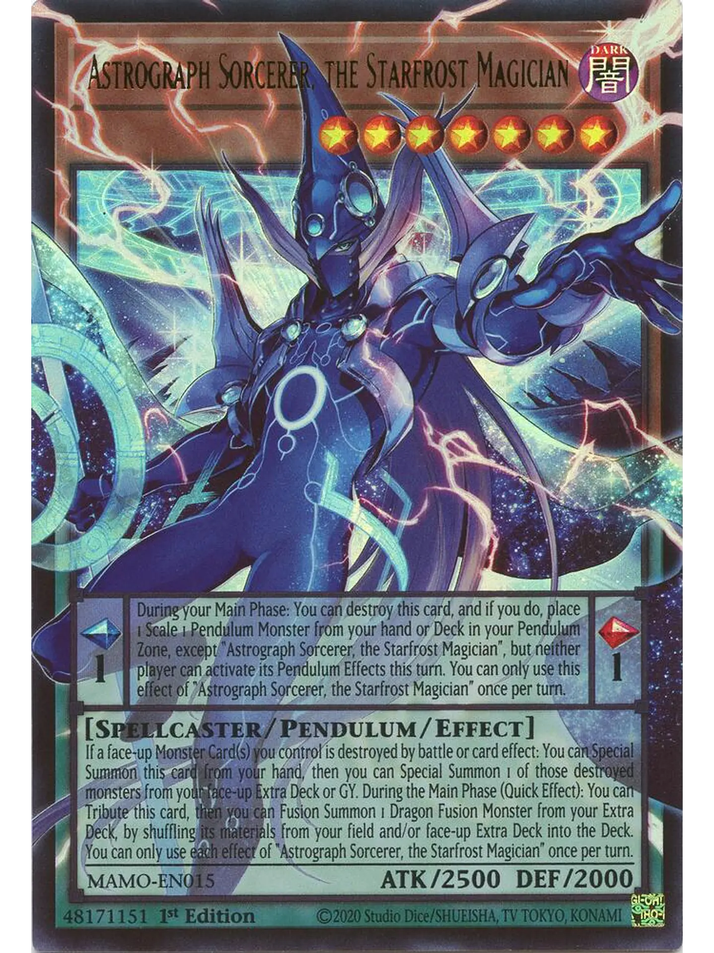 Astrograph Sorcerer, the Starfrost Magician (extended art) - MAMO-EN015 - Ultra Rare 1st Edition 1