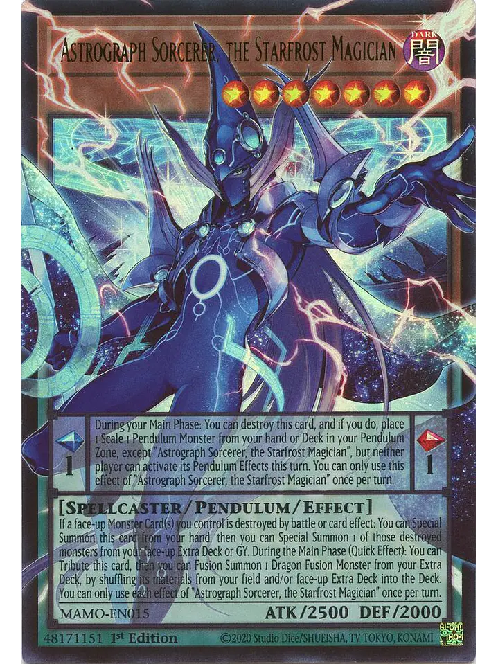 Astrograph Sorcerer, the Starfrost Magician (extended art) - MAMO-EN015 - Ultra Rare 1st Edition 1