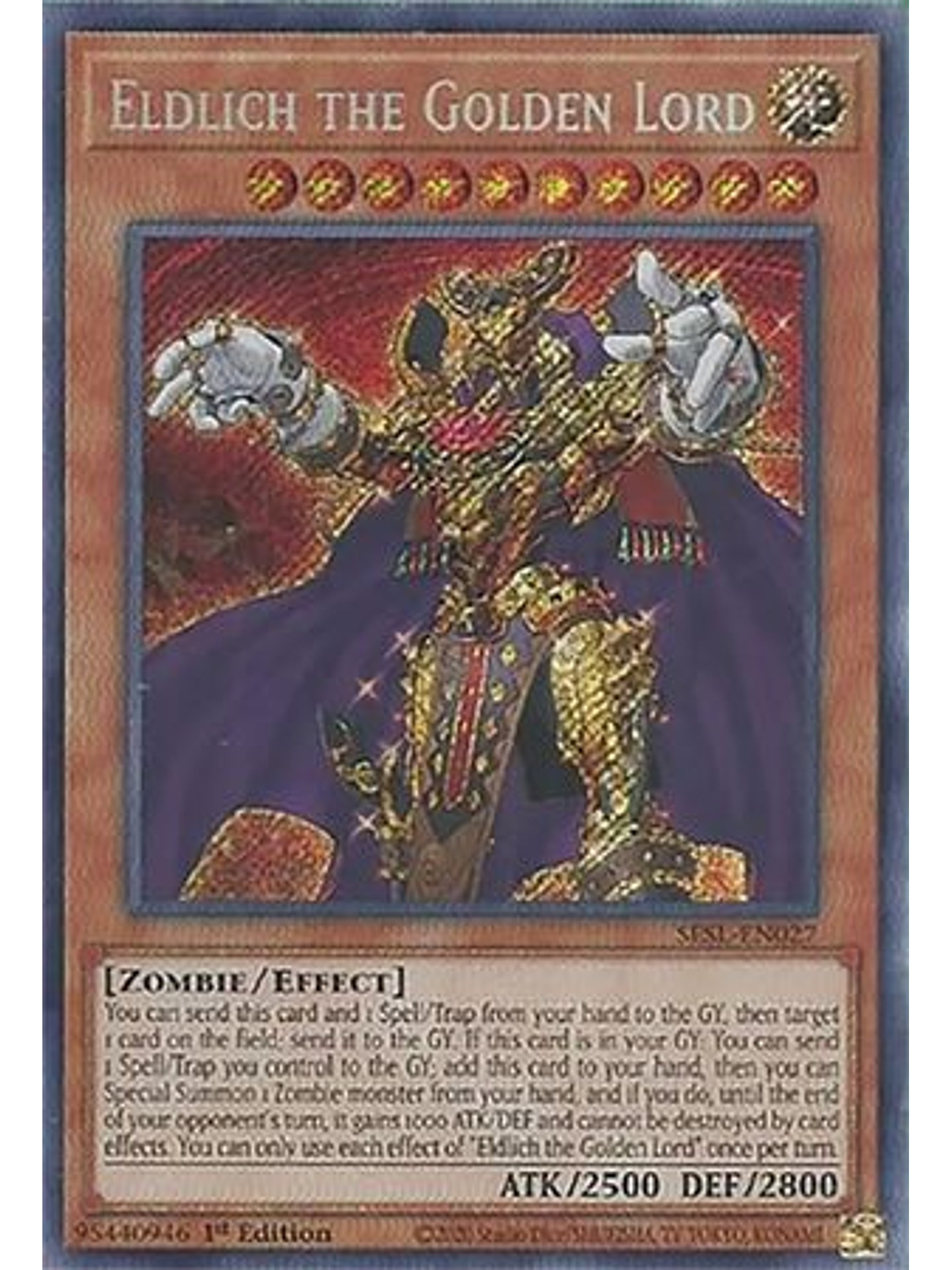 Eldlich the Golden Lord - SESL-EN027 - Secret Rare 1st Edition 1
