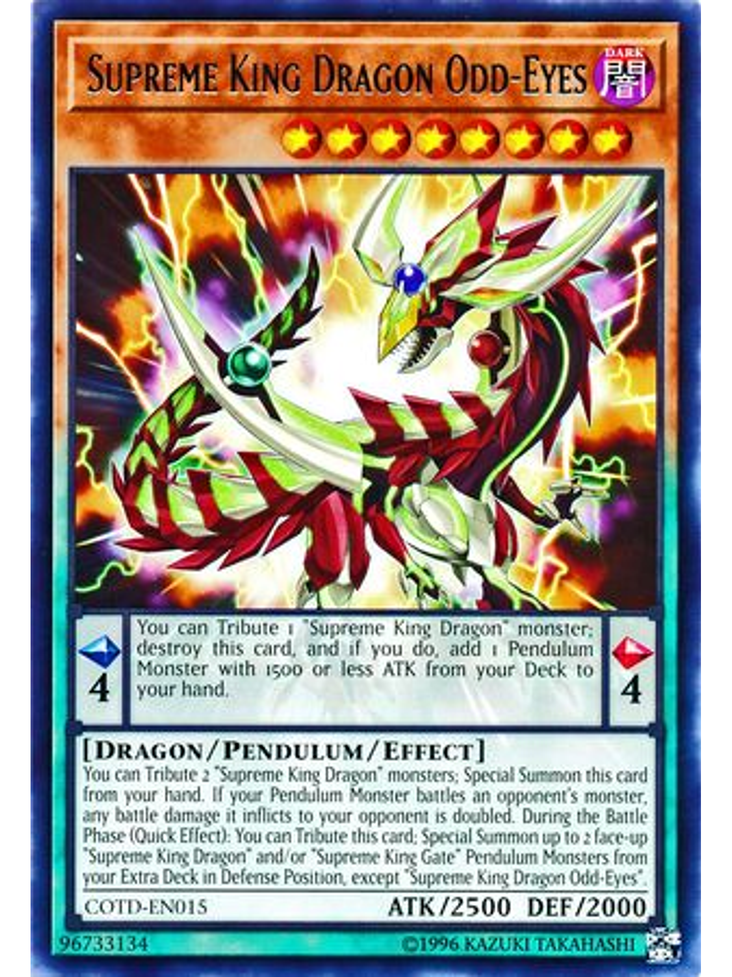 Supreme King Dragon Odd-Eyes - COTD-EN015 - Rare Unlimited 1
