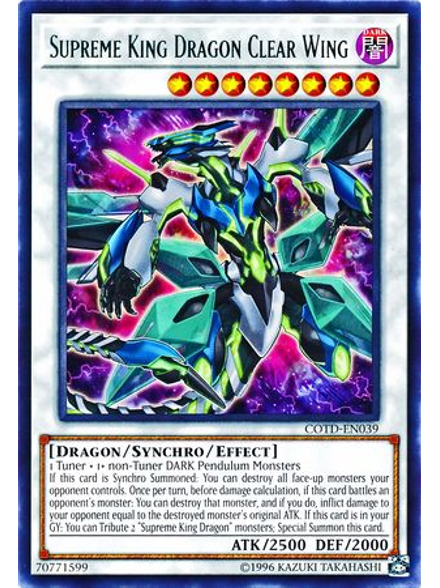 Supreme King Dragon Clear Wing - COTD-EN039 - Rare Unlimited 1