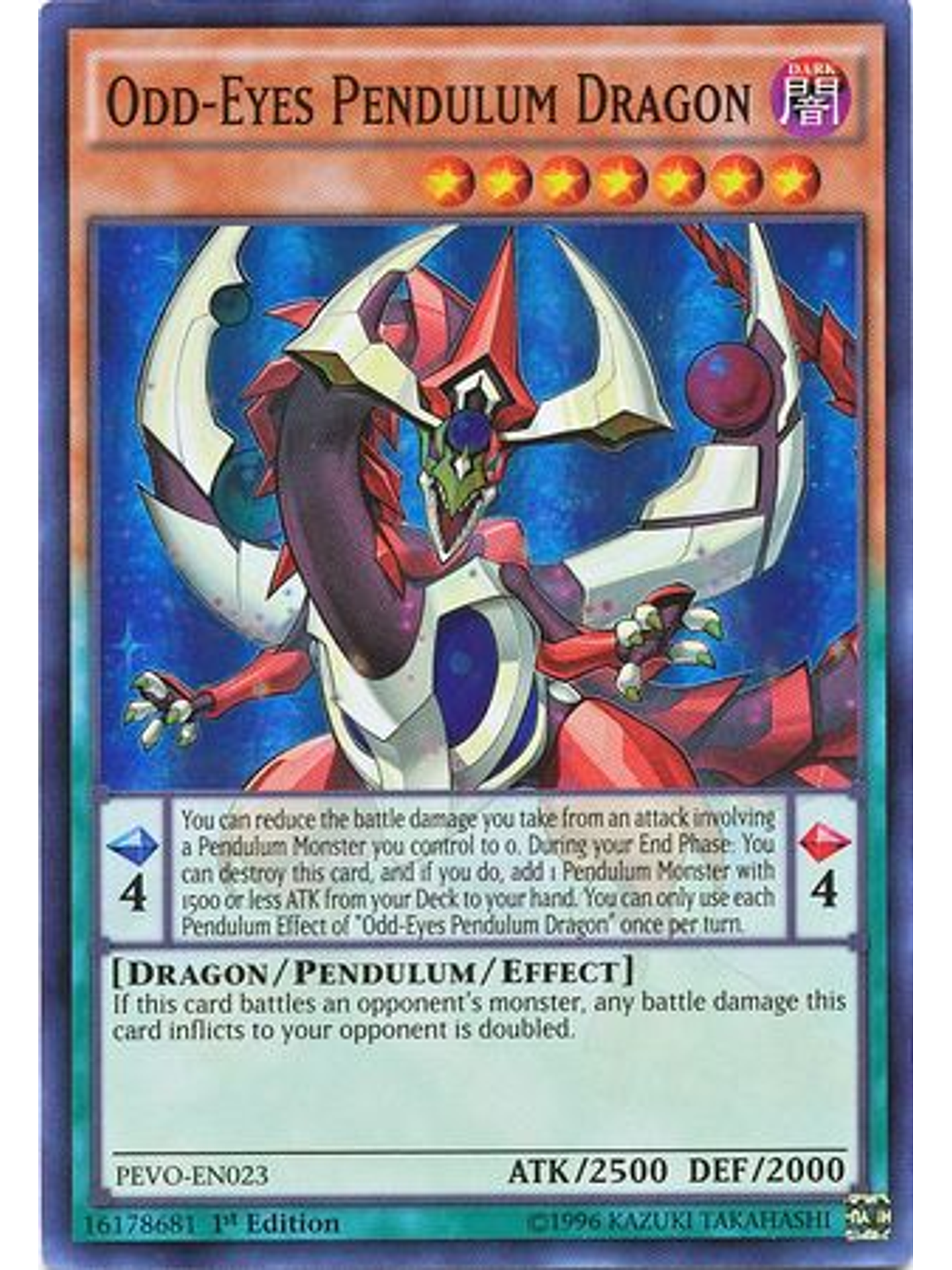 Odd-Eyes Pendulum Dragon - PEVO-EN023 - Super Rare 1st Edition 1