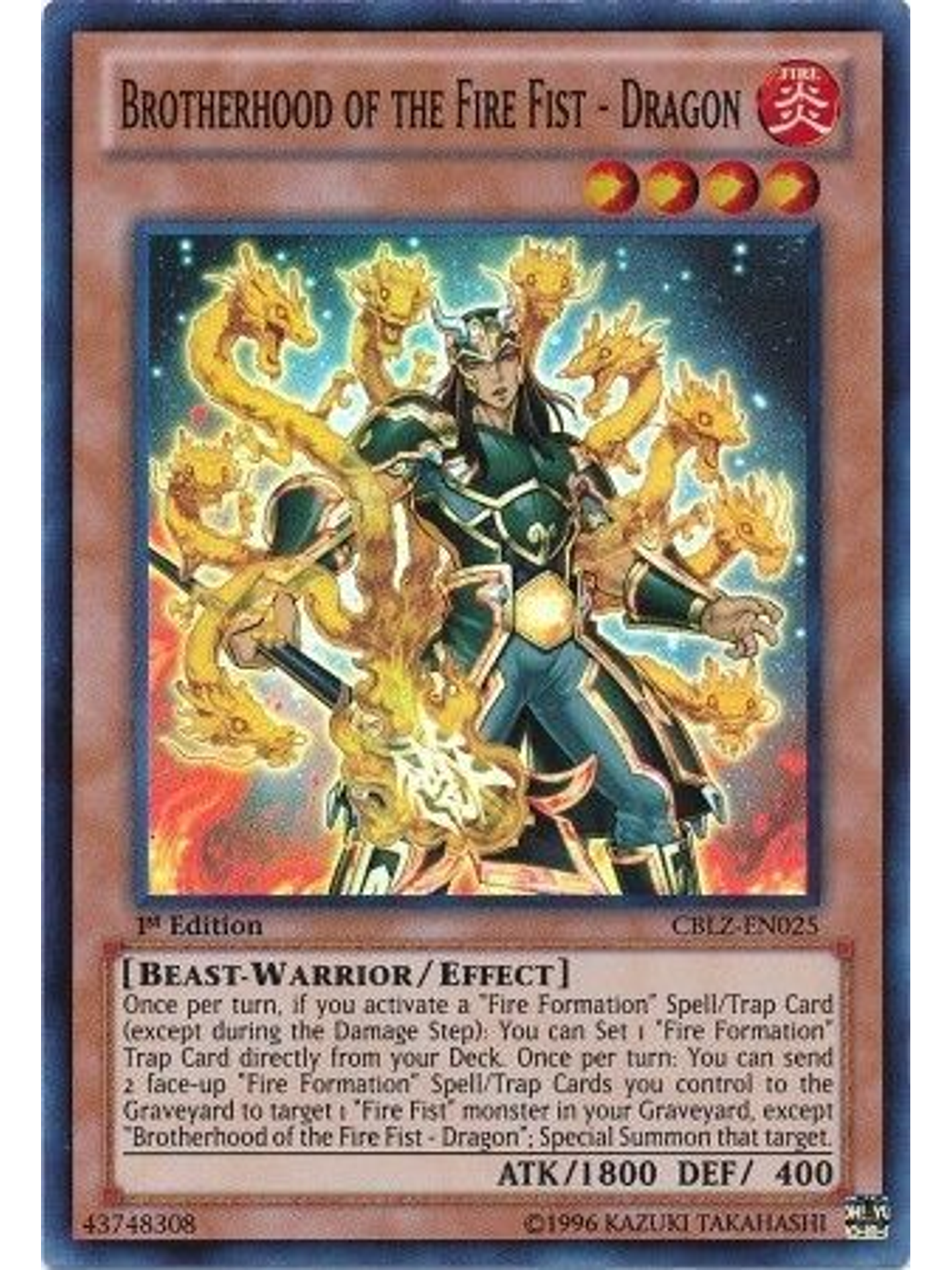 Brotherhood of the Fire Fist - Dragon - CBLZ-EN025 - Super Rare 1st Edition 1