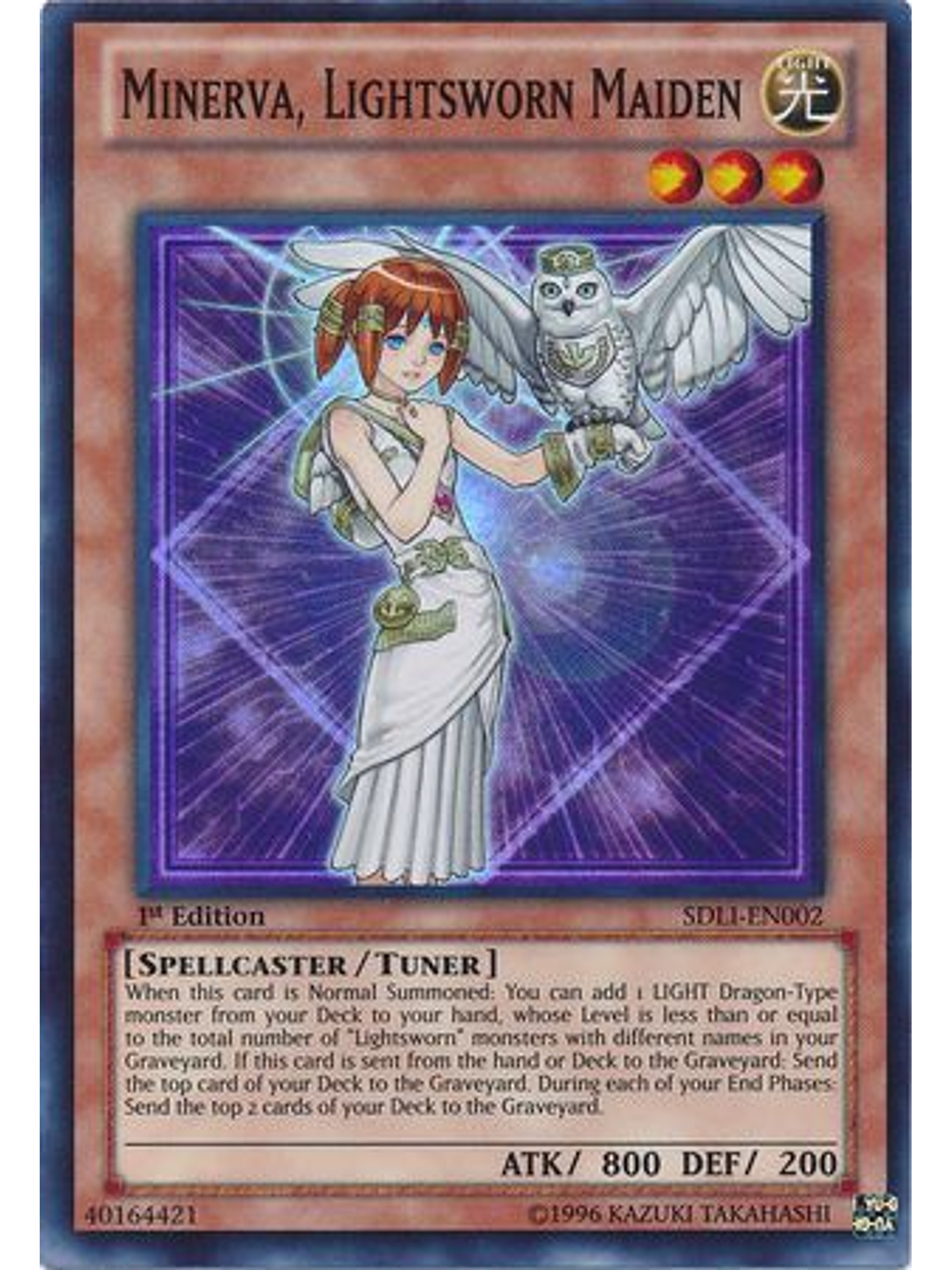 Minerva, Lightsworn Maiden - SDLI-EN002 - Super Rare 1st Edition 1