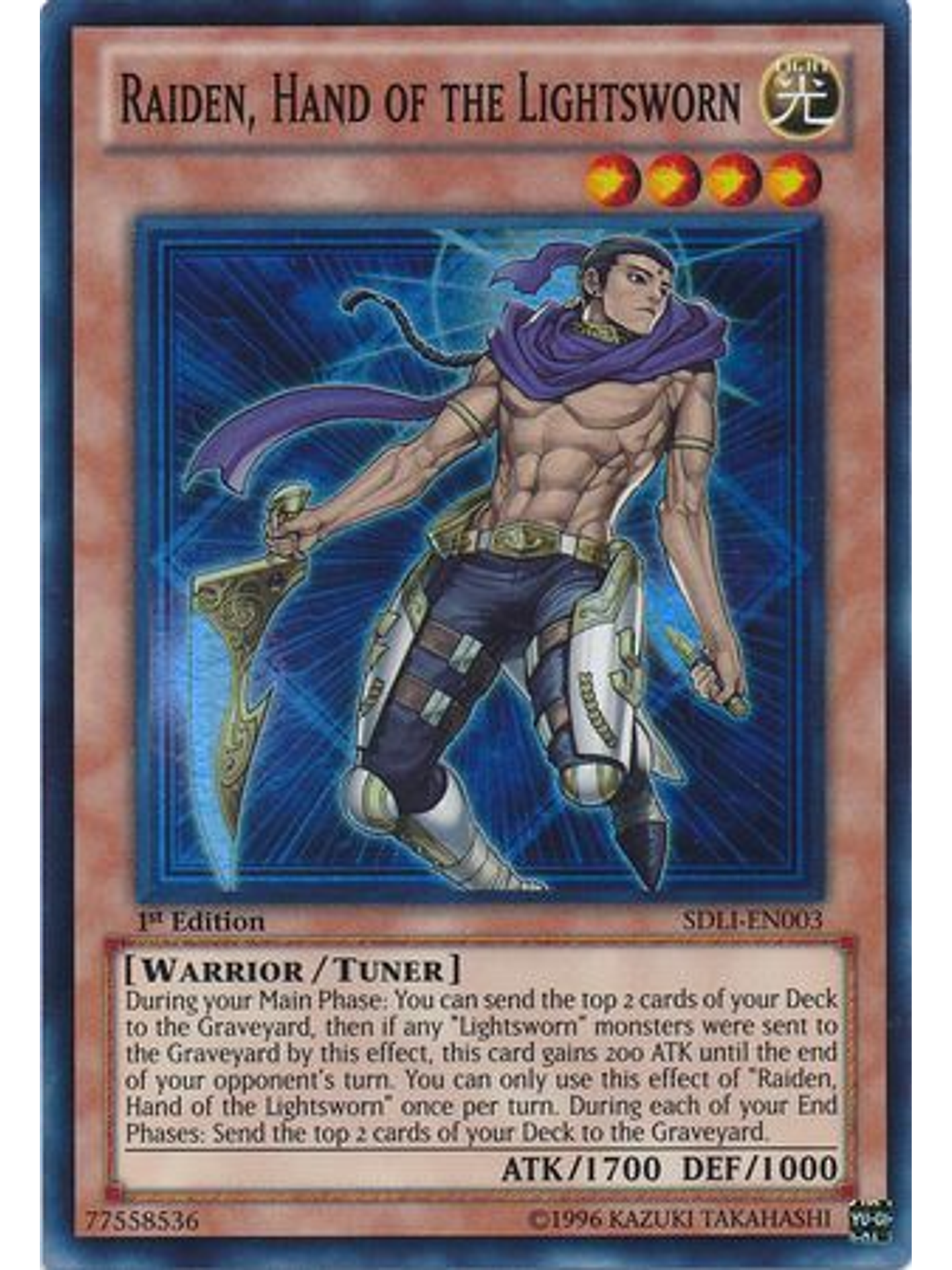 Raiden, Hand of the Lightsworn - SDLI-EN003 - Super Rare 1st Edition 1