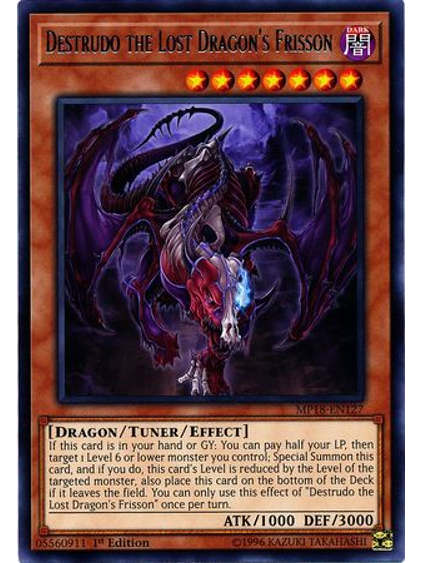 Destrudo the Lost Dragon's Frisson - MP18-EN127 - Rare 1st Edition 1