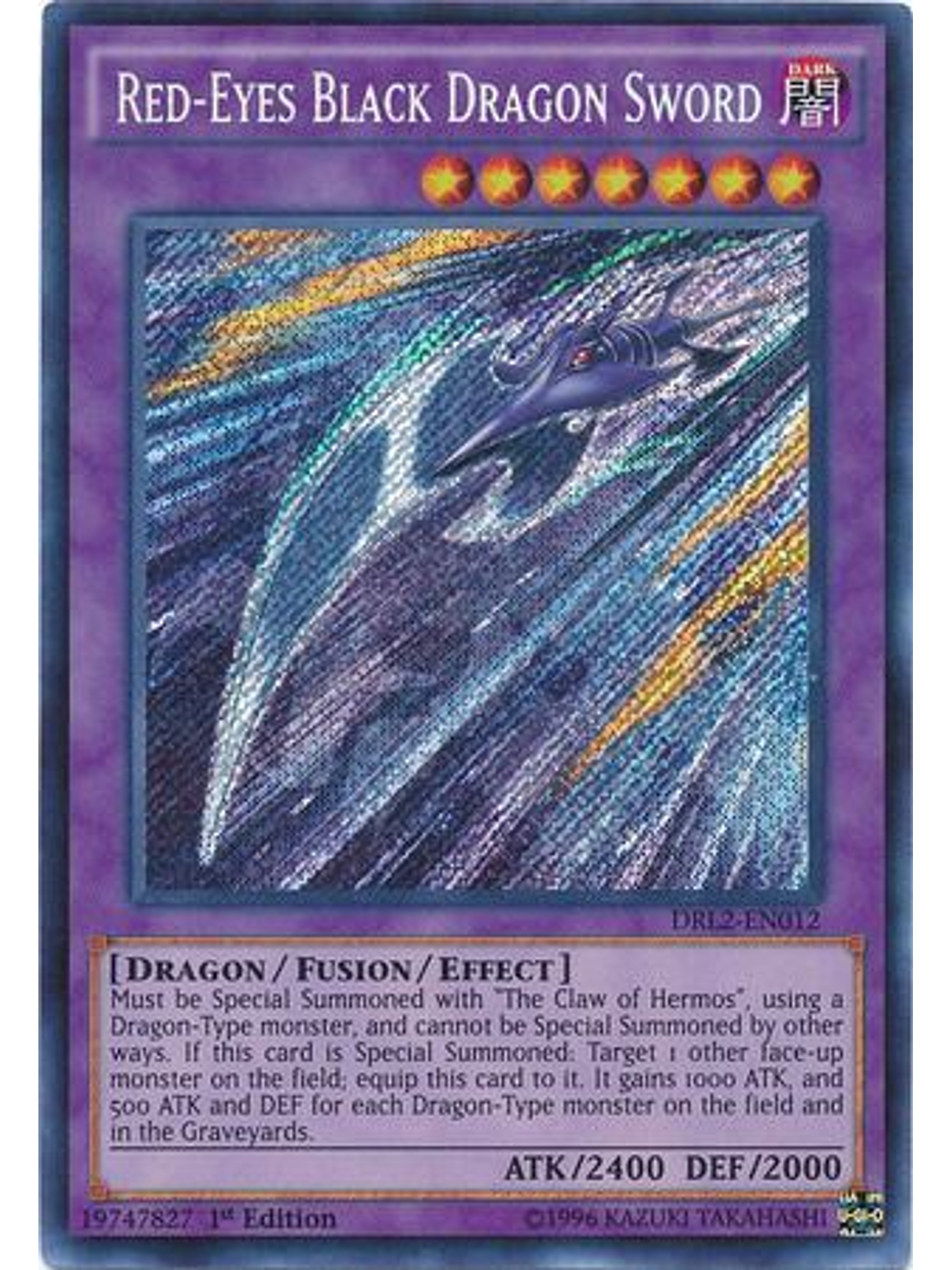 Red-Eyes Black Dragon Sword - DRL2-EN012 - Secret Rare 1st Edition 1