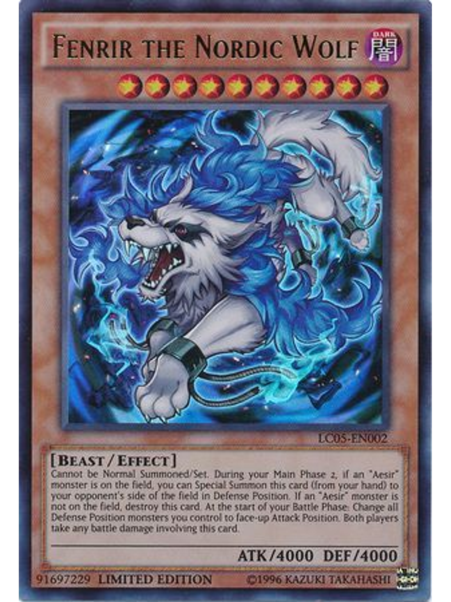 Fenrir the Nordic Wolf - LC05-EN002 - Ultra Rare Limited Edition 1