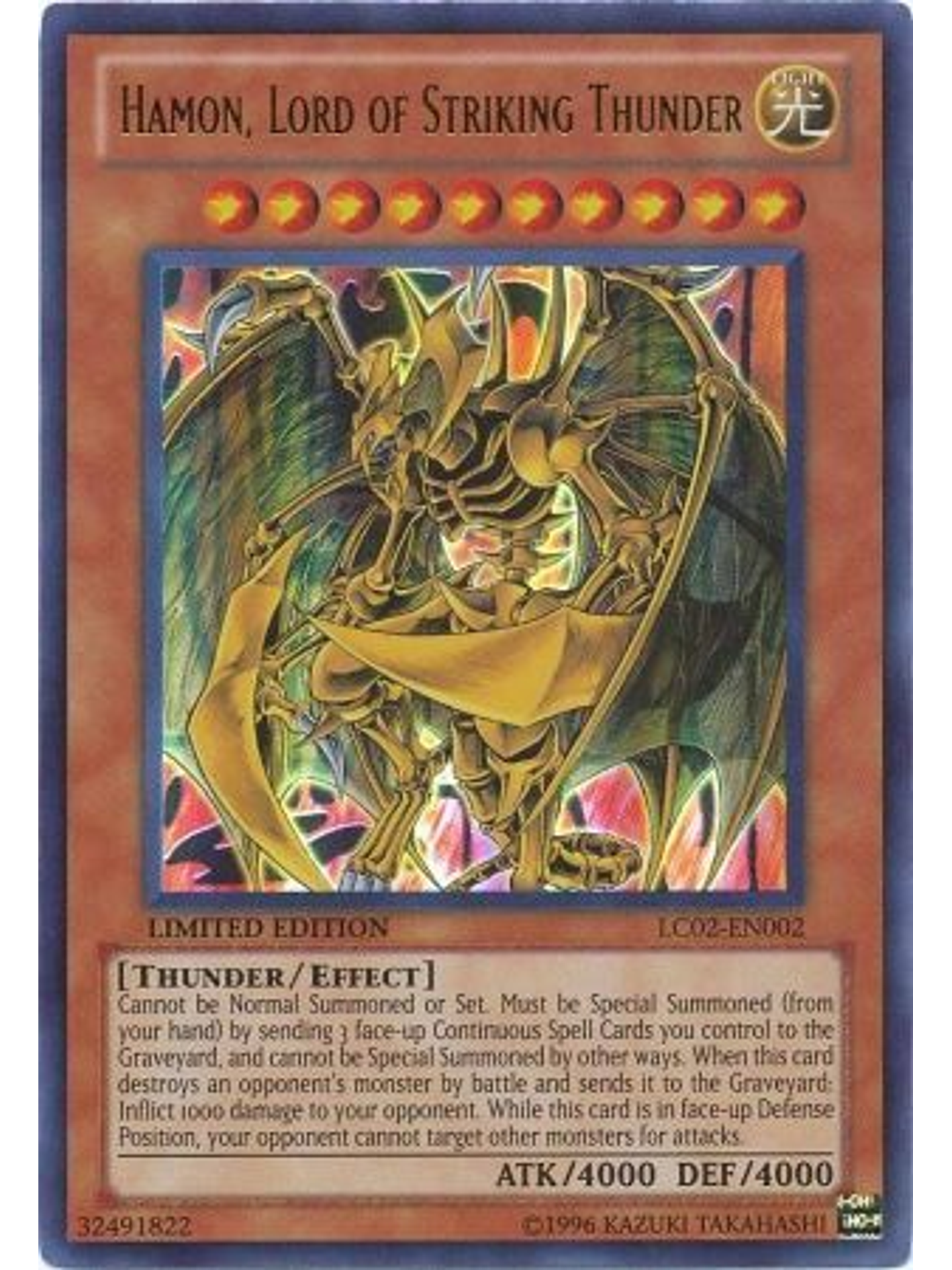 Hamon, Lord of Striking Thunder - LC02-EN002 - Ultra Rare Limited Edition 1