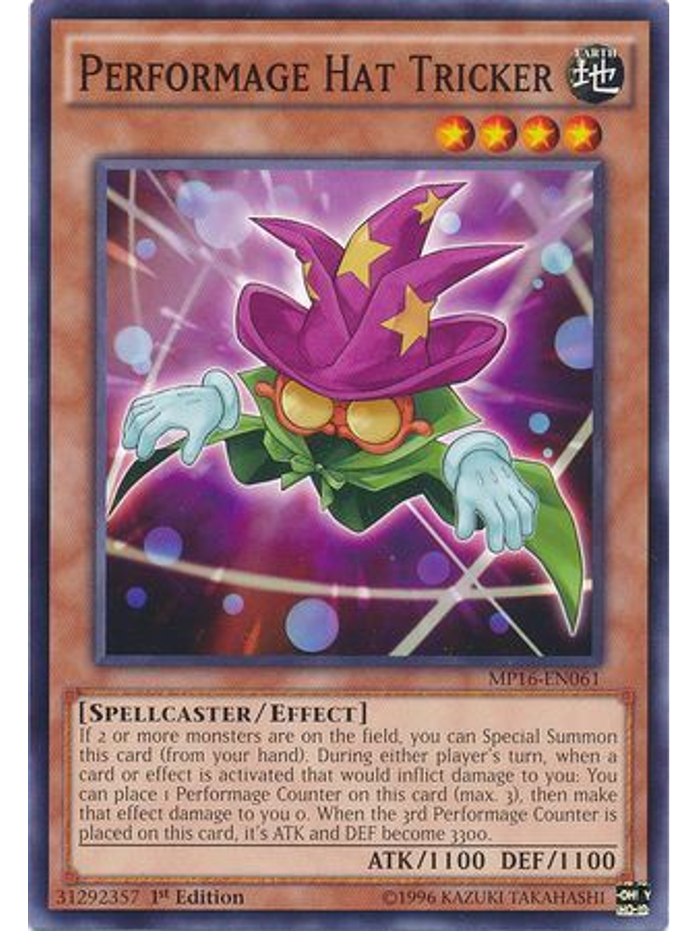 Performage Hat Tricker - MP16-EN061 - Common 1st Edition 1