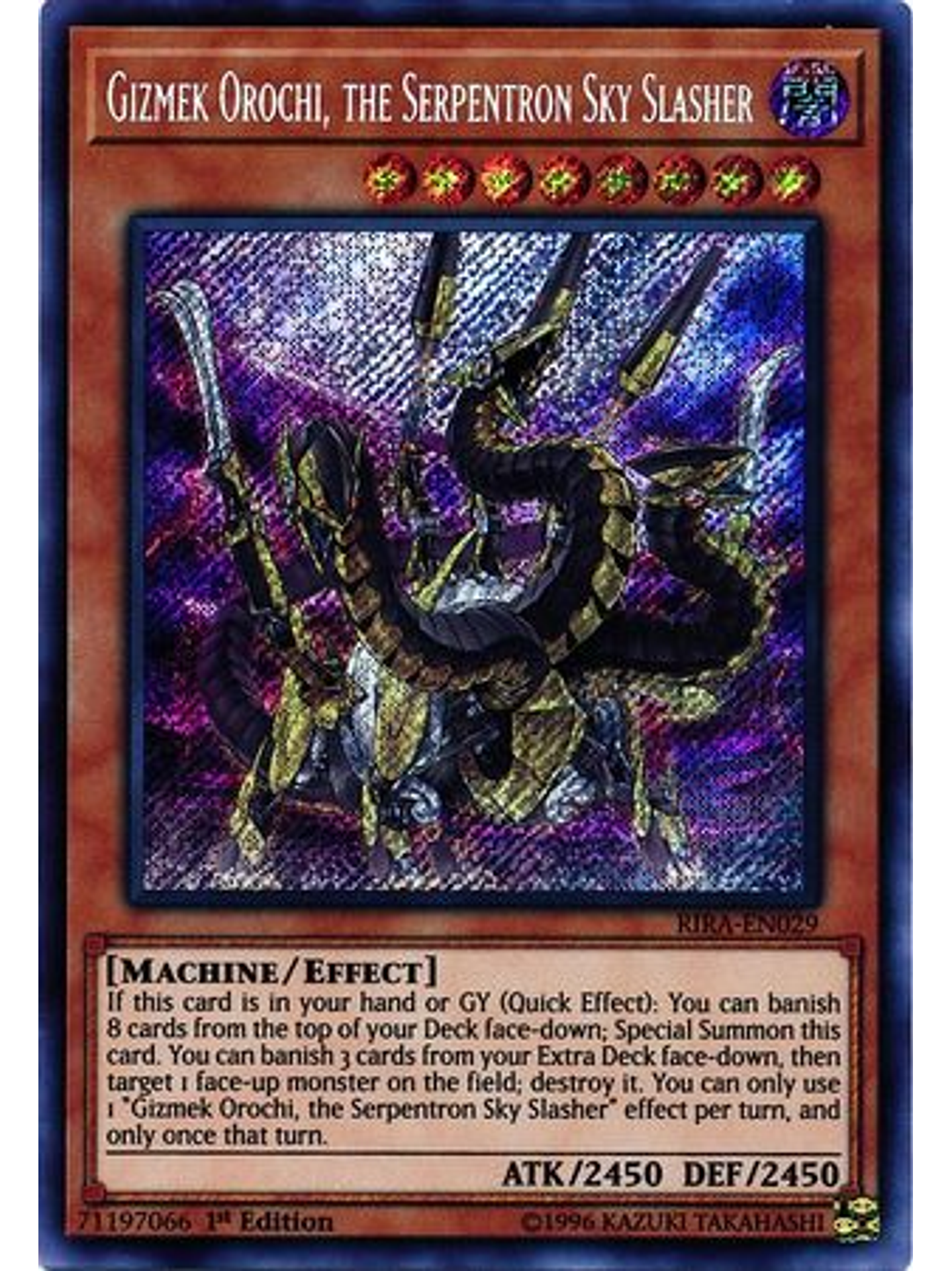 Gizmek Orochi, the Serpentron Sky Slasher - RIRA-EN029 - Secret Rare 1st Edition 1