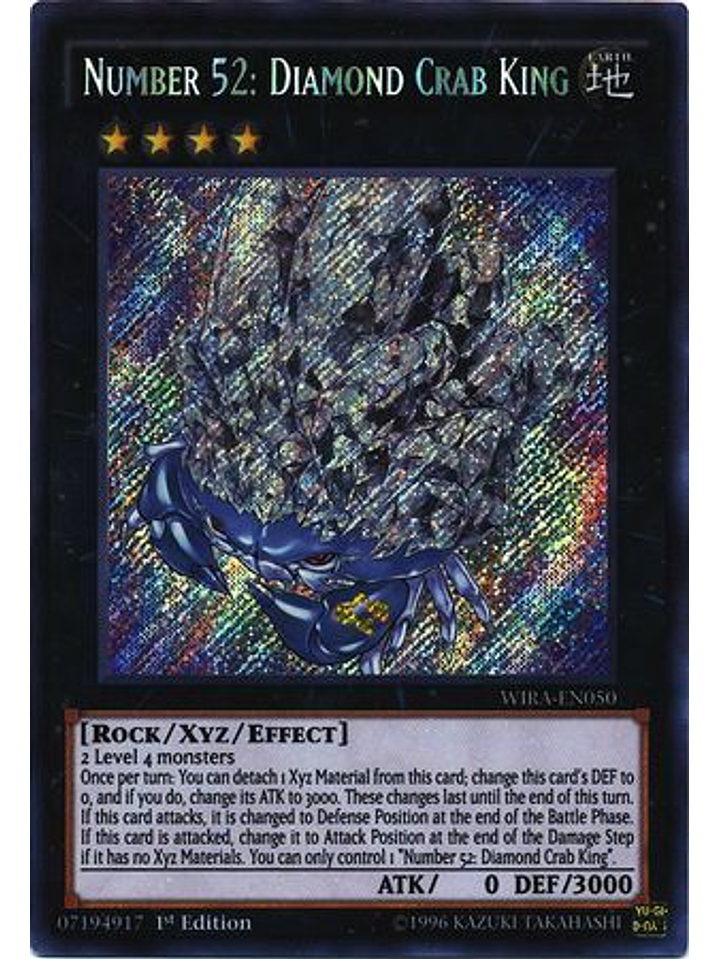 Number 52: Diamond Crab King - WIRA-EN050 - Secret Rare 1st Edition 1
